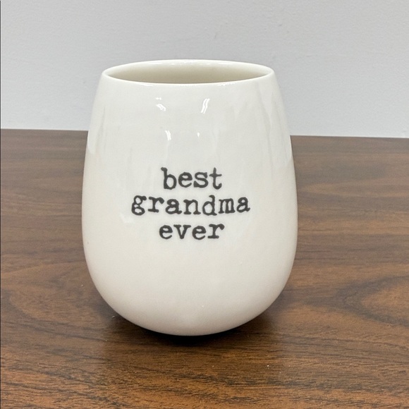 White Ceramic stemless wine glass- Best Grandma Ever - Picture 2 of 4